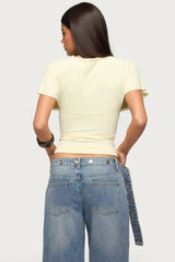 Flutter Plunging V Neck Top