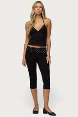 Genni Polka Dot Foldover Capri Trousers