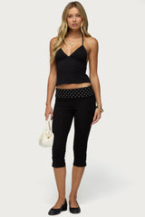 Genni Polka Dot Foldover Capri Trousers