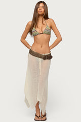 Isla Handkerchief Sheer Knit Midi Skirt