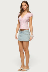 Georgia Ruffle Striped Button Up Top