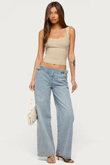 Buckled Low Rise Baggy Jeans