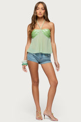 Kitty Sequin Chiffon Halter Top