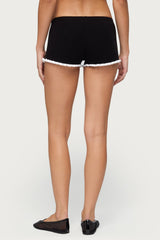 Saffra Contrast Ruffle Knit Shorts