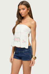 Shiri Floral Embroidered Backless Top