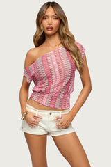 Taniya Off Shoulder Zigzag Knit Top
