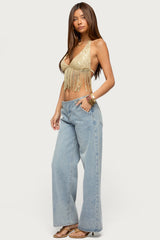 Azura Sequin Fringe Bra Top