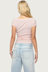 Layered Lacey Striped T Shirt
