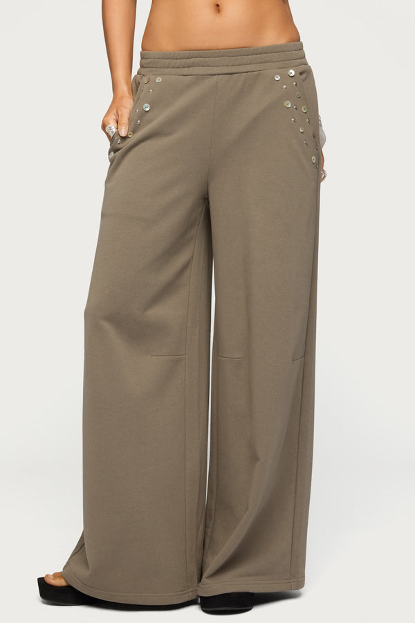 Zania Iridescent Button Joggers