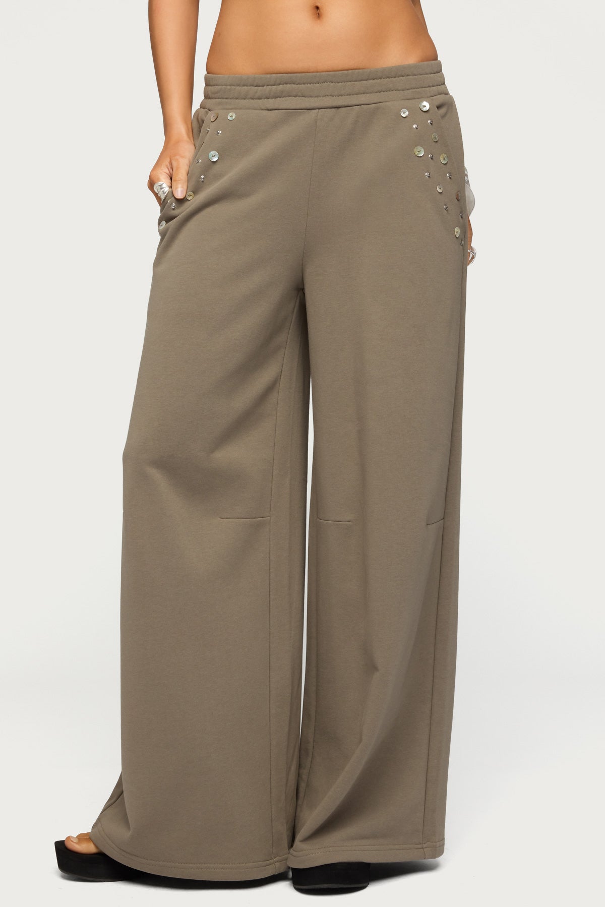 Zania Iridescent Button Joggers