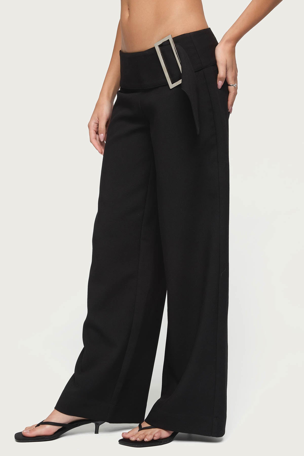 Cerise Buckle Low Rise Baggy Trousers