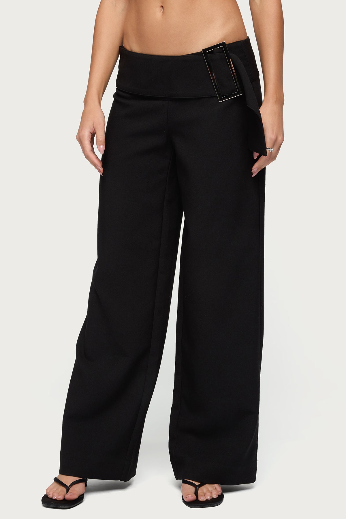 Cerise Buckle Low Rise Baggy Trousers