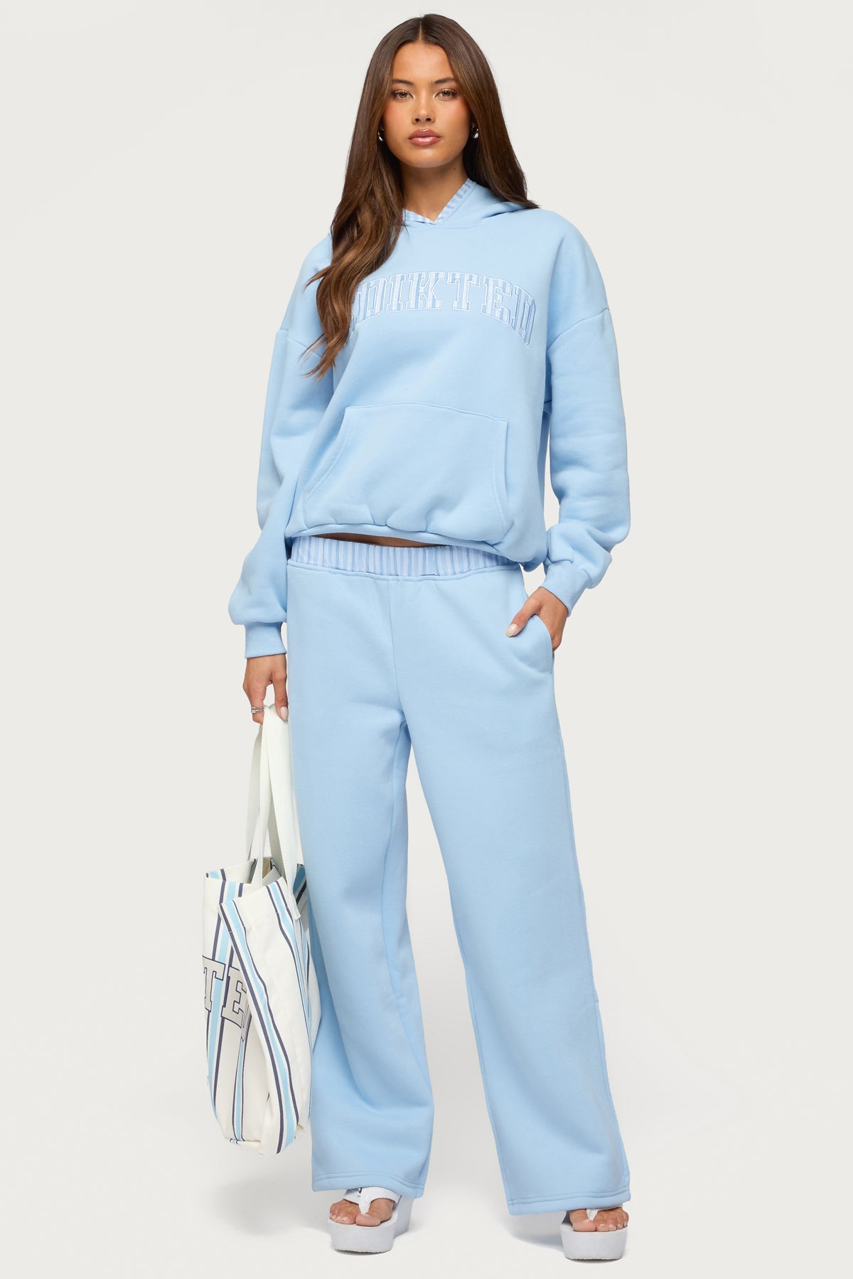 Edikted Core Stripey Wide Leg Joggers