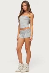 Presley Stripe & Polka Dot Foldover Shorts