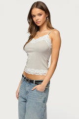 Vieve Contrast Lacey Tank Top
