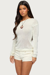Violete Off Shoulder Sheer Sweater