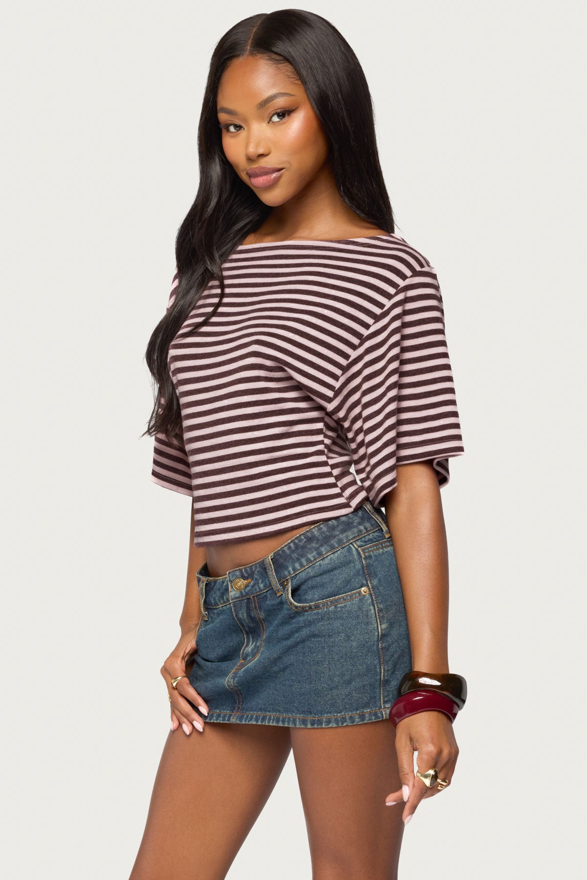 Jadan Striped Off Shoulder Top