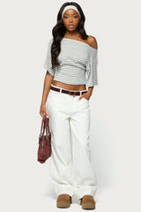 Jadan Striped Off Shoulder Top