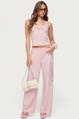 Edikted Studio Rhinestone Ribbed Tank Top