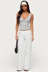 Wide Leg Foldover Trousers