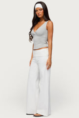 Wide Leg Foldover Trousers