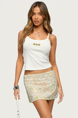 Martini Girl Bead Ribbed Tank Top