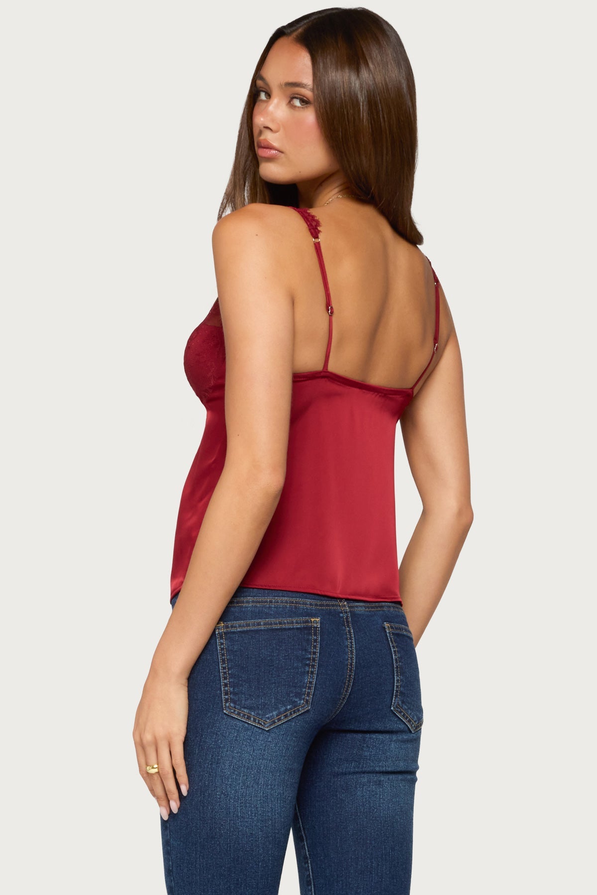 Vikkey Lacey Satin Effect Tank Top