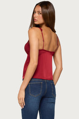 Vikkey Lacey Satin Effect Tank Top