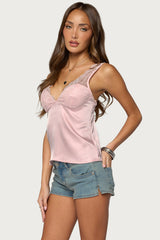 Vikkey Lacey Satin Effect Tank Top