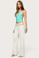 Bree Fringed Backless Halter Top