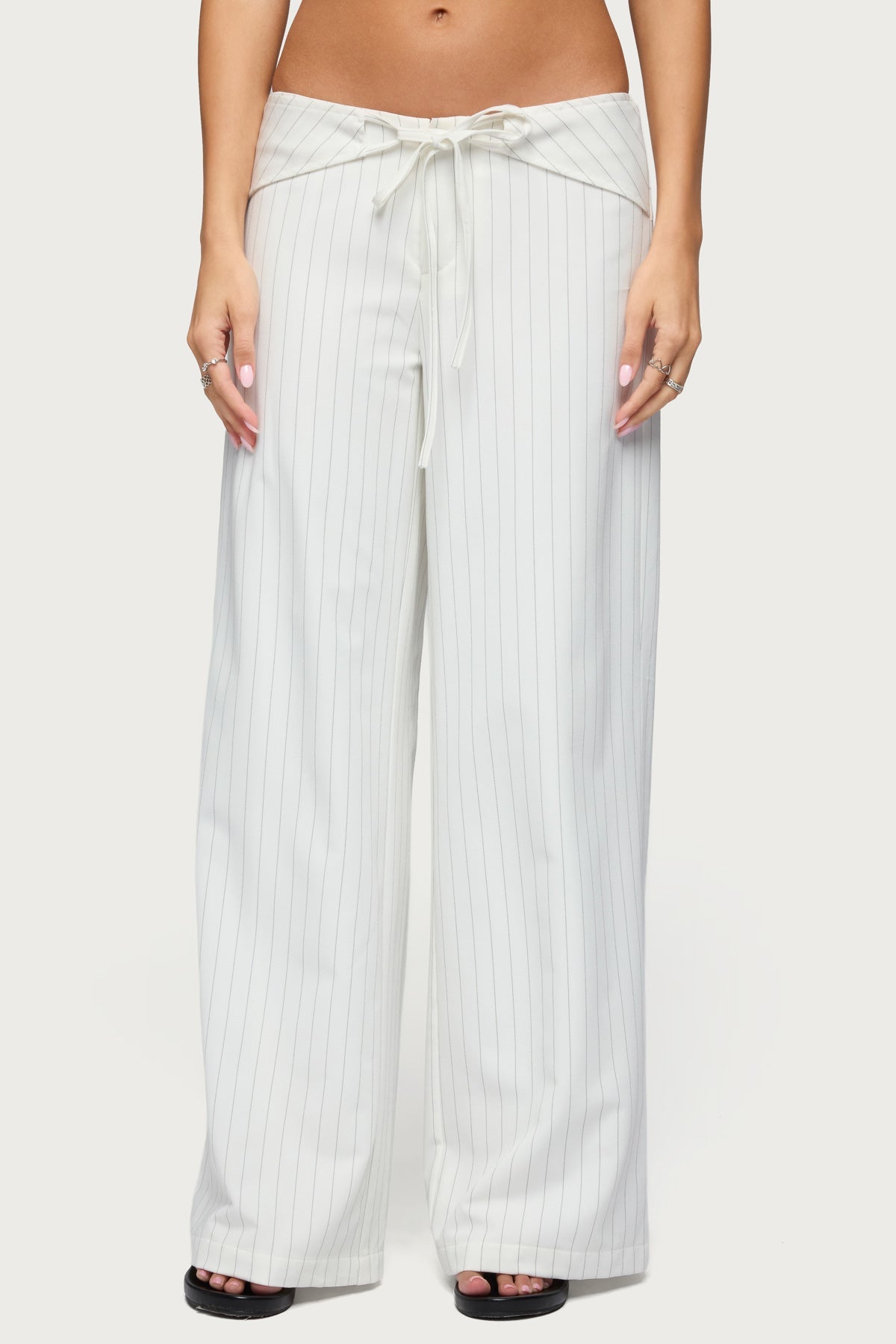 Parker Pinstripe Tie Belt Trousers