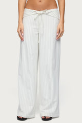 Parker Pinstripe Tie Belt Trousers