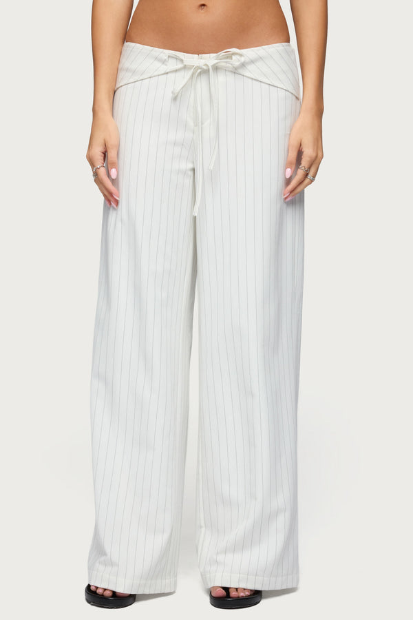 Parker Pinstripe Tie Belt Trousers