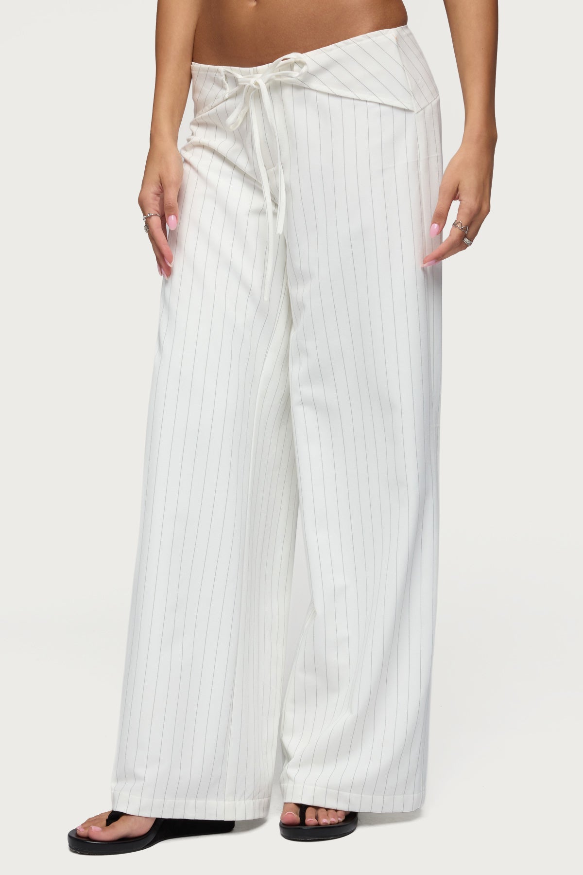 Parker Pinstripe Tie Belt Trousers