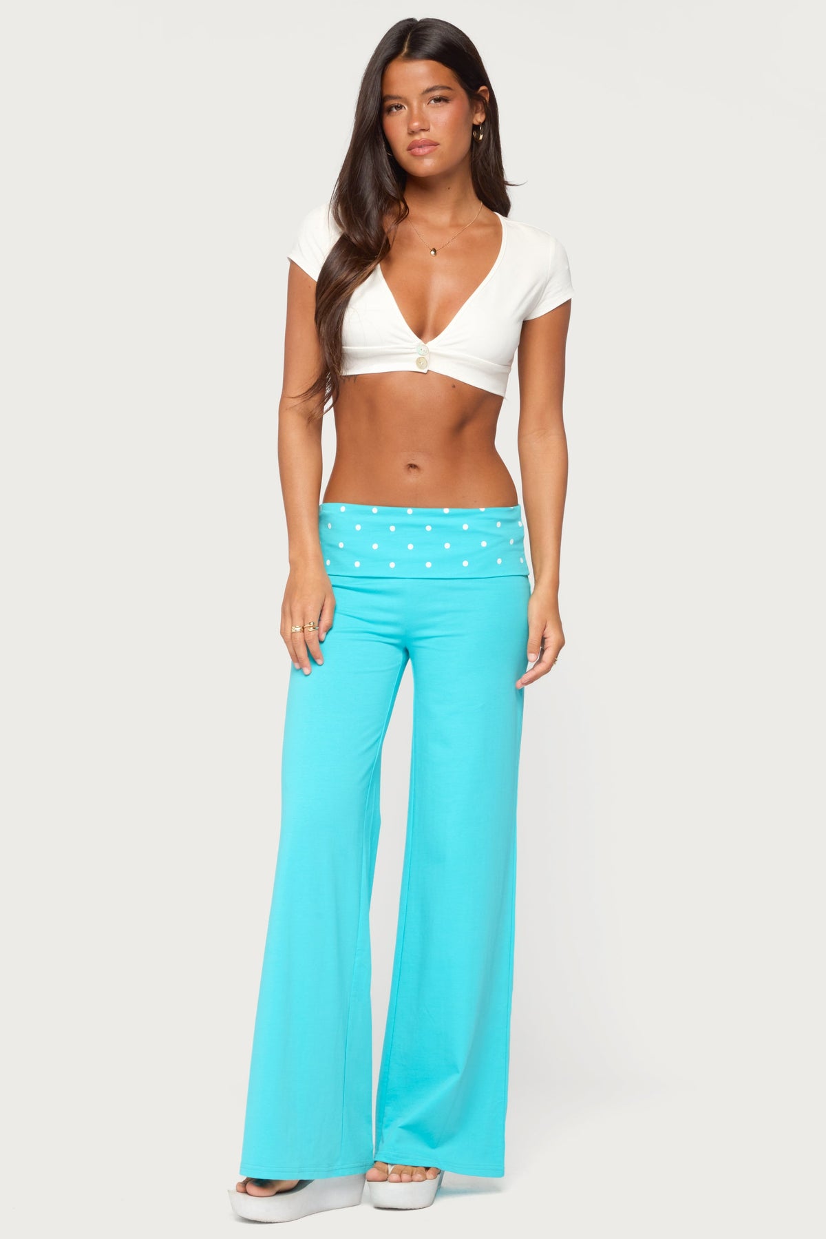 Reeva Polka Dot Foldover Trousers