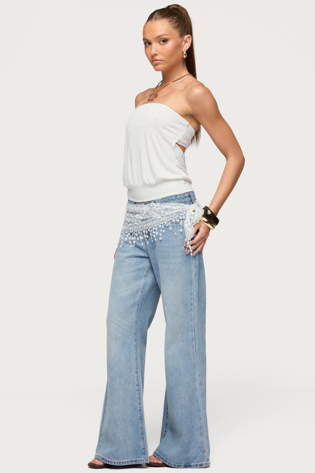 Lanah Back Cutout Strapless Top