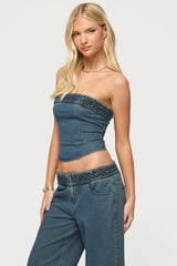 Braidey Strapless Denim Top