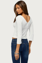 Mar V Neck Quarter Sleeve Top