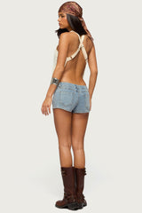 Western Stitch Studded Denim Micro Shorts
