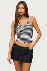 Velma Striped Ribbed Halter Top
