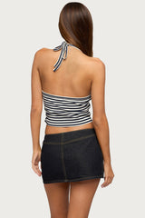 Velma Striped Ribbed Halter Top