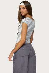 Laia Striped V Neck T Shirt
