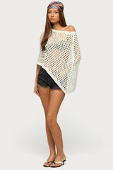 Cloe Off Shoulder Crochet Poncho