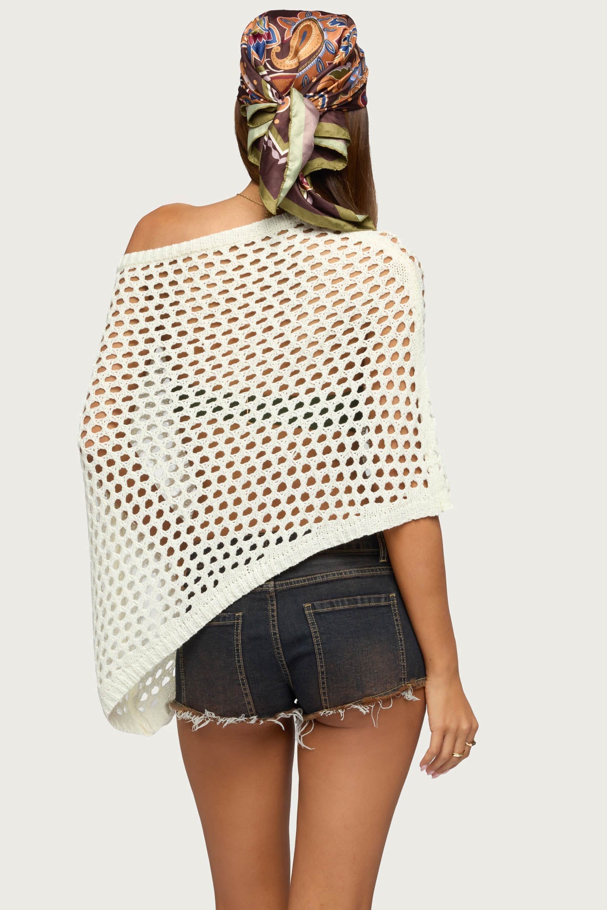 Cloe Off Shoulder Crochet Poncho