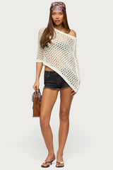 Cloe Off Shoulder Crochet Poncho