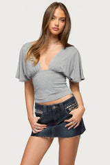 Betee Cinched Plunge Neck Top