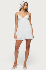Lacey Pleated Chiffon Mini Dress