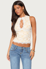 Frieda Keyhole Cutout Lace Top