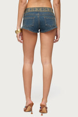 Zera Embroidered Denim Micro Shorts