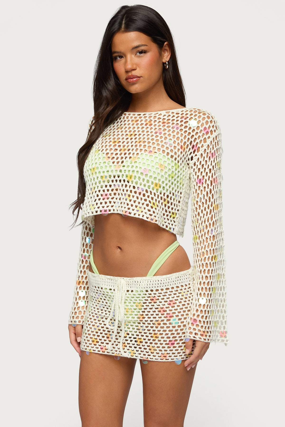 Kirah Sequin Crochet Top